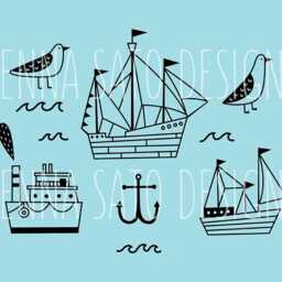 Nautical Wall Decals - Nursery Decor, Ship Decals, Anchor Sticker, Kids Room Art - thumbnail 2