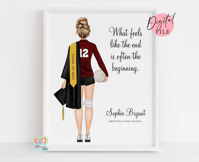 Personalized Volleyball Gift Team Print, Graduation 2023 - Digital Jpg File 8x10 - image 1