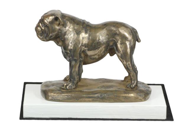 Bulldog, English Dog On White Wooden Base Statue, Limited Edition, Artdog - image 1