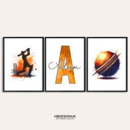 Personalised Cricket Art Print - Set Of 3 Poster Prints - Custom Wall Gift For Lover Decor Artwork - thumbnail 3