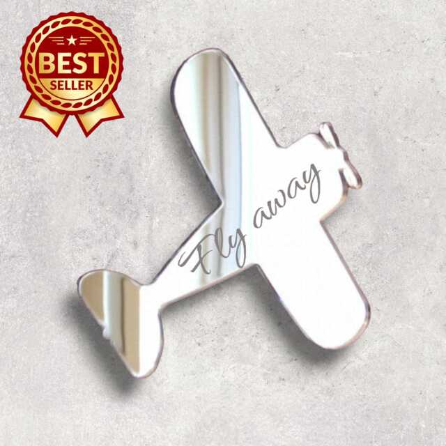 Bi Plane Acrylic Mirror Wall Art - Many Sizes/Colours, Plain Or Personalised Engraving - image 1