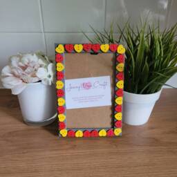 Colourful Wooden Polka Dot Heart Shaped Button Photo Frame 4 X 6 Inches - thumbnail 2