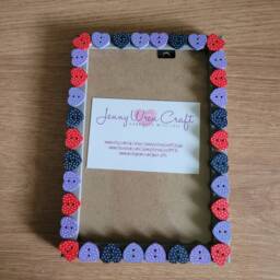 Colourful Wooden Polka Dot Heart Shaped Button Photo Frame 4 X 6 Inches - thumbnail 4