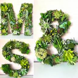 Large Moss Letter With Faux Succulents Woodland Nursery Decor - thumbnail 1
