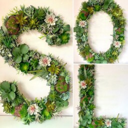 Large Moss Letter With Faux Succulents Woodland Nursery Decor - thumbnail 2