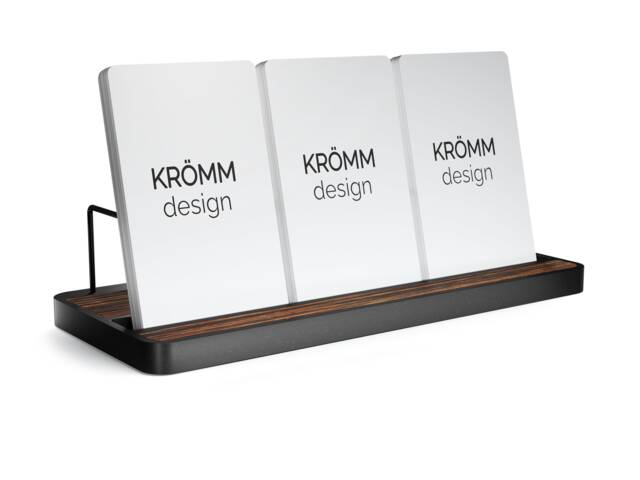 Macassar Ebony Wood Business Card Holder, Anodized Aluminum Stand - image 1