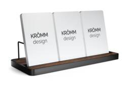 Macassar Ebony Wood Business Card Holder, Anodized Aluminum Stand - thumbnail 1