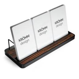 Macassar Ebony Wood Business Card Holder, Anodized Aluminum Stand - thumbnail 3