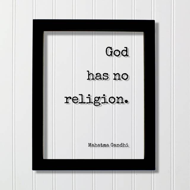 Mahatma Gandhi - Floating Quote God Has No Religion. Art Print Motivational Inspirational Gandhism - image 1