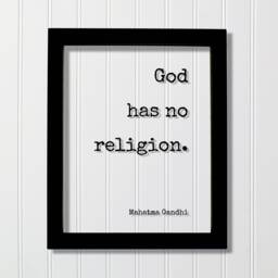 Mahatma Gandhi - Floating Quote God Has No Religion. Art Print Motivational Inspirational Gandhism - thumbnail 1