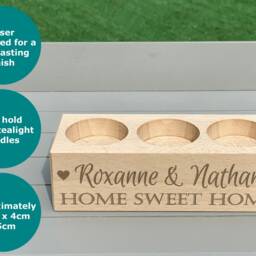 Personalised Home Sweet 3 Tealight Candle Holder - New Home Gift - thumbnail 3