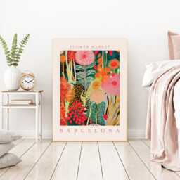 Botanical Flower Market Art Print, Market, Floral Wall Decor, Art, Barcelona - thumbnail 2