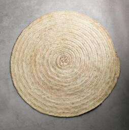 Straw Rug, Round Straw Braided Palm Fiber 100 cm Diameter - 47.2 - thumbnail 1