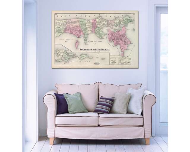 Antique Map Print Southold & Shelter Island, Long Island - image 1