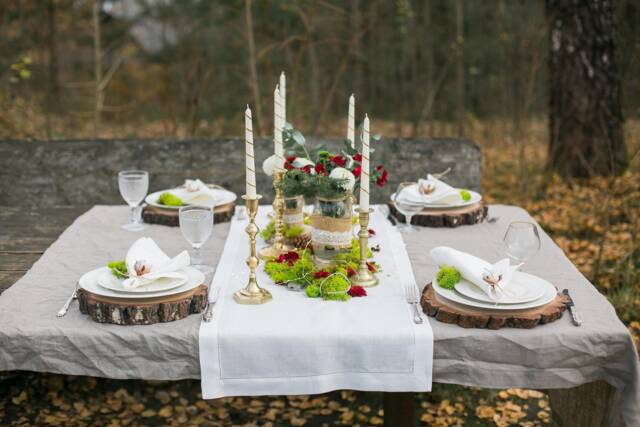 Ivory Taper Candles With Golden Lines, Wedding Table Decor - image 1