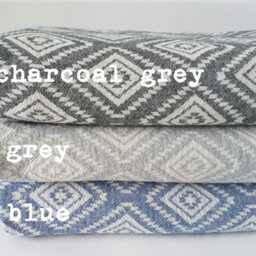 Geometric Blanket Throw - 100% Cotton Quilt Bohemian Cozy Couch Natural Home Linen Double-Sided - thumbnail 3