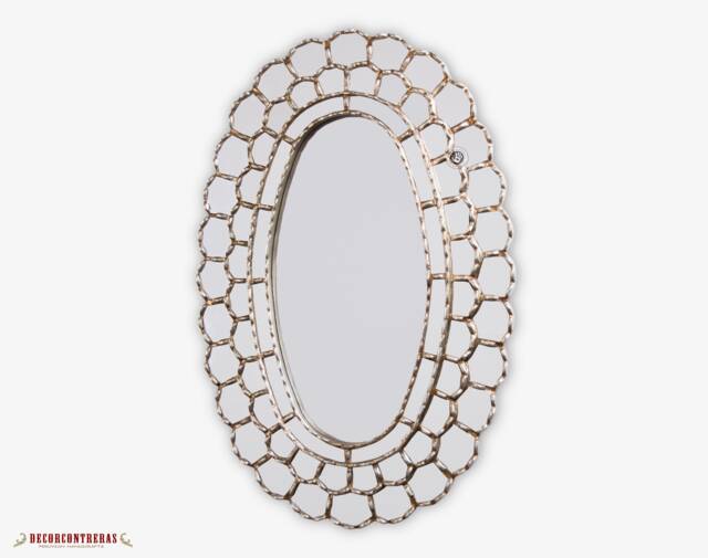 "Silver Large Oval Mirror, ""Astral King Sun" - image 1