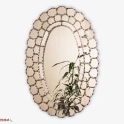"Silver Large Oval Mirror, ""Astral King Sun" - thumbnail 3