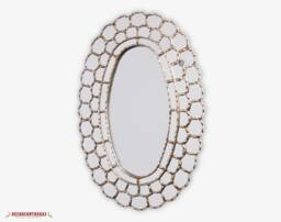 "Silver Large Oval Mirror, ""Astral King Sun" - thumbnail 1