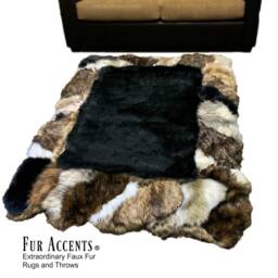 Patchwork Faux Fur Area Rug, Animal Friendly Throw, Handmade Usa - thumbnail 2