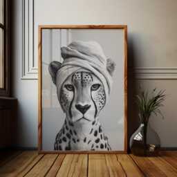 Monochrome Cheetah Bathroom Poster Funny Animal Print - thumbnail 1