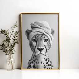 Monochrome Cheetah Bathroom Poster Funny Animal Print - thumbnail 3