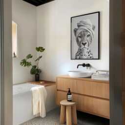 Monochrome Cheetah Bathroom Poster Funny Animal Print - thumbnail 2