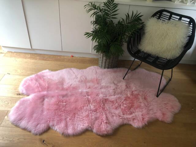 Baby Pink Genuine Sheepskin Rug, Pale Pink, Fur Fur, Interior Accessories , Design, Bed Throw, Chair Cover - image 1