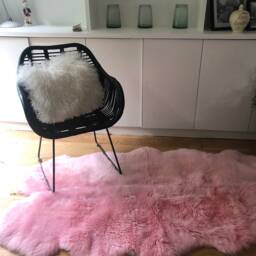 Baby Pink Genuine Sheepskin Rug, Pale Pink, Fur Fur, Interior Accessories , Design, Bed Throw, Chair Cover - thumbnail 3