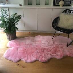 Baby Pink Genuine Sheepskin Rug, Pale Pink, Fur Fur, Interior Accessories , Design, Bed Throw, Chair Cover - thumbnail 4
