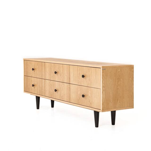 "Mid Century Sideboard, Tv Cabinet, Stand Oak Veneer 6 Drawers ""Crown" - image 1