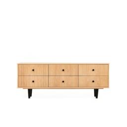 "Mid Century Sideboard, Tv Cabinet, Stand Oak Veneer 6 Drawers ""Crown" - thumbnail 2