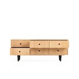 "Mid Century Sideboard, Tv Cabinet, Stand Oak Veneer 6 Drawers ""Crown" - thumbnail 3