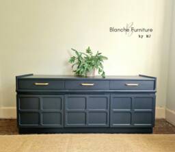 Single Level Drawers - Large Dark Grey Nathan Sideboard With Brushed Brass Handles - thumbnail 1