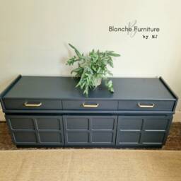 Single Level Drawers - Large Dark Grey Nathan Sideboard With Brushed Brass Handles - thumbnail 2