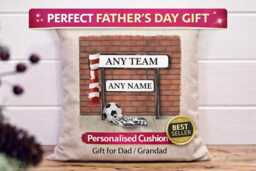 Personalised Football Cushion Gift For Dad Grandad - Any Team Street Sign Pillow Father's Day Custom Fan - thumbnail 1