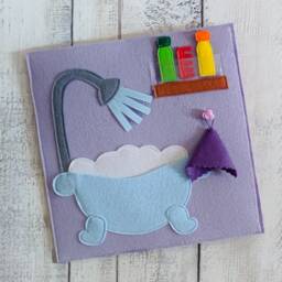 Felt Quiet Book Page Girl's Bathroom Montessori Toy - 1-4 Year - thumbnail 2
