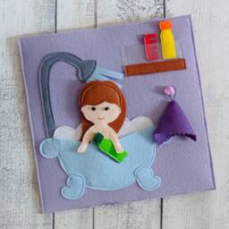 Felt Quiet Book Page Girl's Bathroom Montessori Toy - 1-4 Year - thumbnail 3