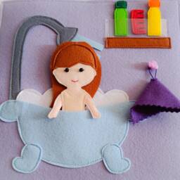 Felt Quiet Book Page Girl's Bathroom Montessori Toy - 1-4 Year - thumbnail 4