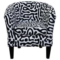 Rosso Zebra Print Tub Barrel Chair - Black & White Abstract Accent Handmade in Britain - thumbnail 2