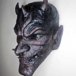 Handmade Resin Oni Mask, Gothic Dark Fantasy Wall Art - thumbnail 2