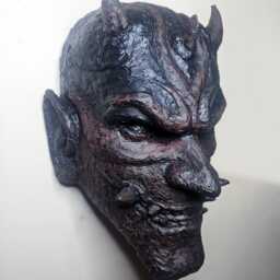 Handmade Resin Oni Mask, Gothic Dark Fantasy Wall Art - thumbnail 3
