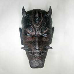 Handmade Resin Oni Mask, Gothic Dark Fantasy Wall Art - thumbnail 1