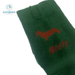 Dachshund Dog Towel - Personalised Face Cloth/Hand Bath Embroidered Dog & Text - thumbnail 3