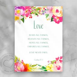 1 Corinthians 137-8 Floral Bible Verse Print - - thumbnail 2