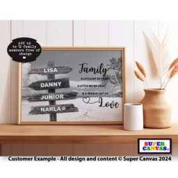Family Street Sign Post Personalised With Names Picture Wall Art Poster Print Mum Dad Husband Wife Friend Birthday Fathers Day Wedding Gift - thumbnail 1