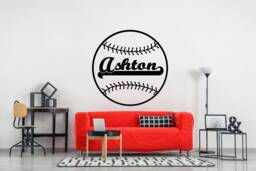 Personalized Baseball Name Decal, Custom Sports Wall Sticker, Kid's Room Decor, Art, Door Sign, Mlb Designs - thumbnail 1