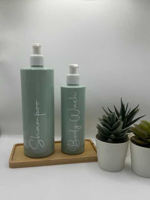 Personalised Sage Green Soap Dispenser Bottle With Gloss White Pump 250Ml & 500Ml - image 1