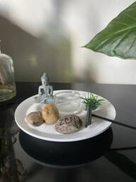 Buddha Zen Garden Set Candle Holder Tealight Spiritual Home Ornament Relax Gift White - thumbnail 1