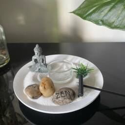 Buddha Zen Garden Set Candle Holder Tealight Spiritual Home Ornament Relax Gift White - thumbnail 3